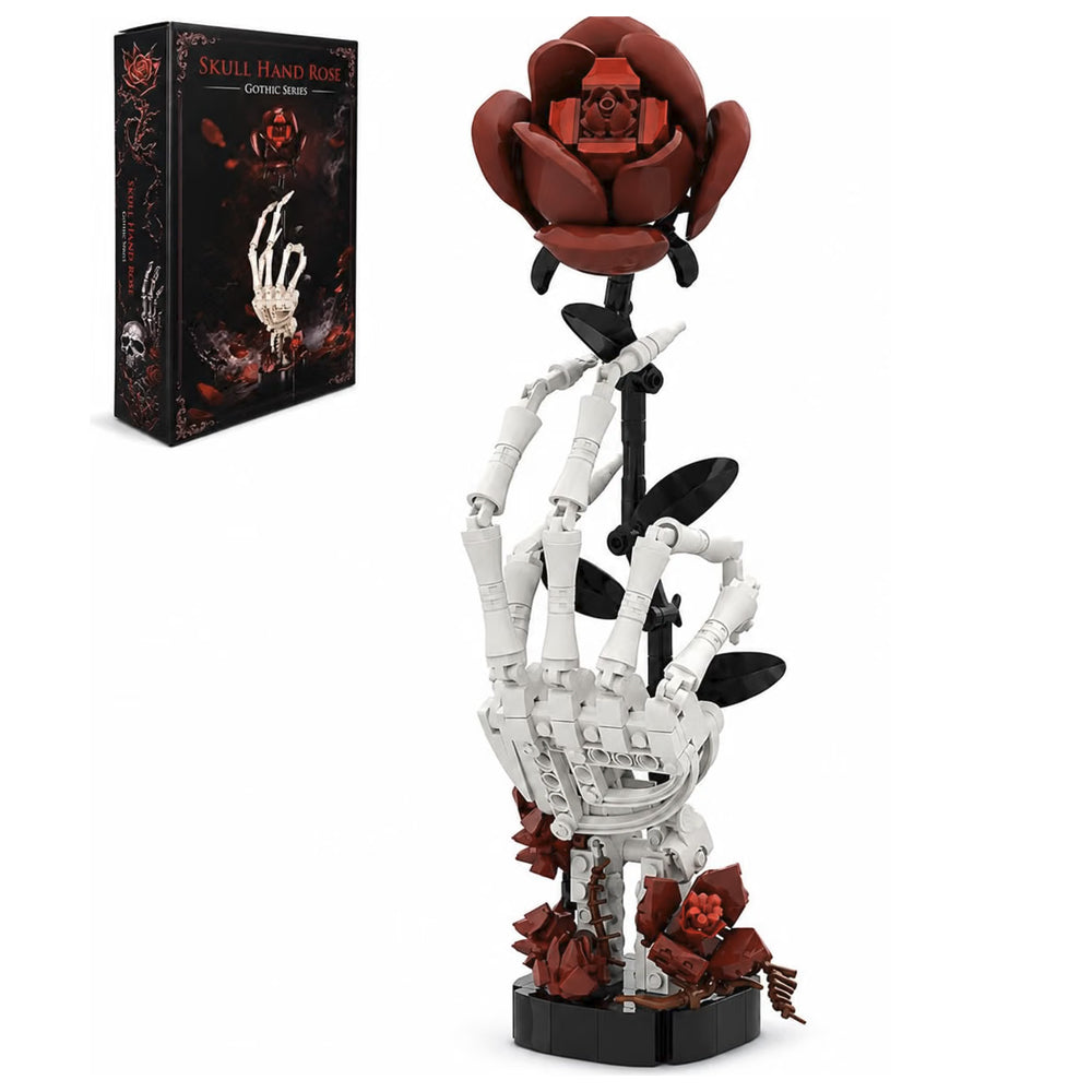Gothic Skeleton Hand & Rose Building Block Set