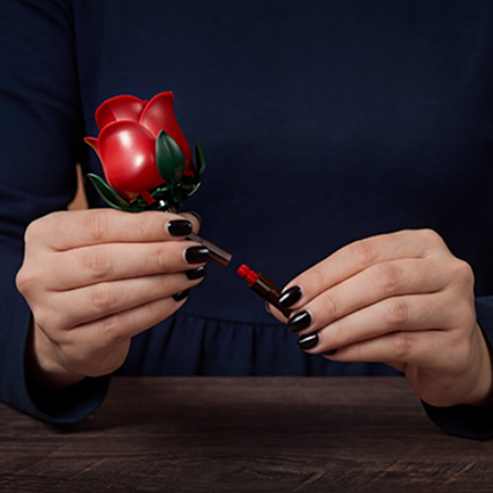 Gothic Skull Red Rose Bouquet Building Block Set