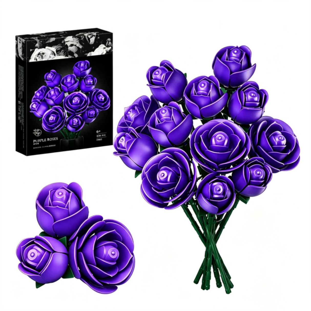 Black Rose Building Bouquet Set