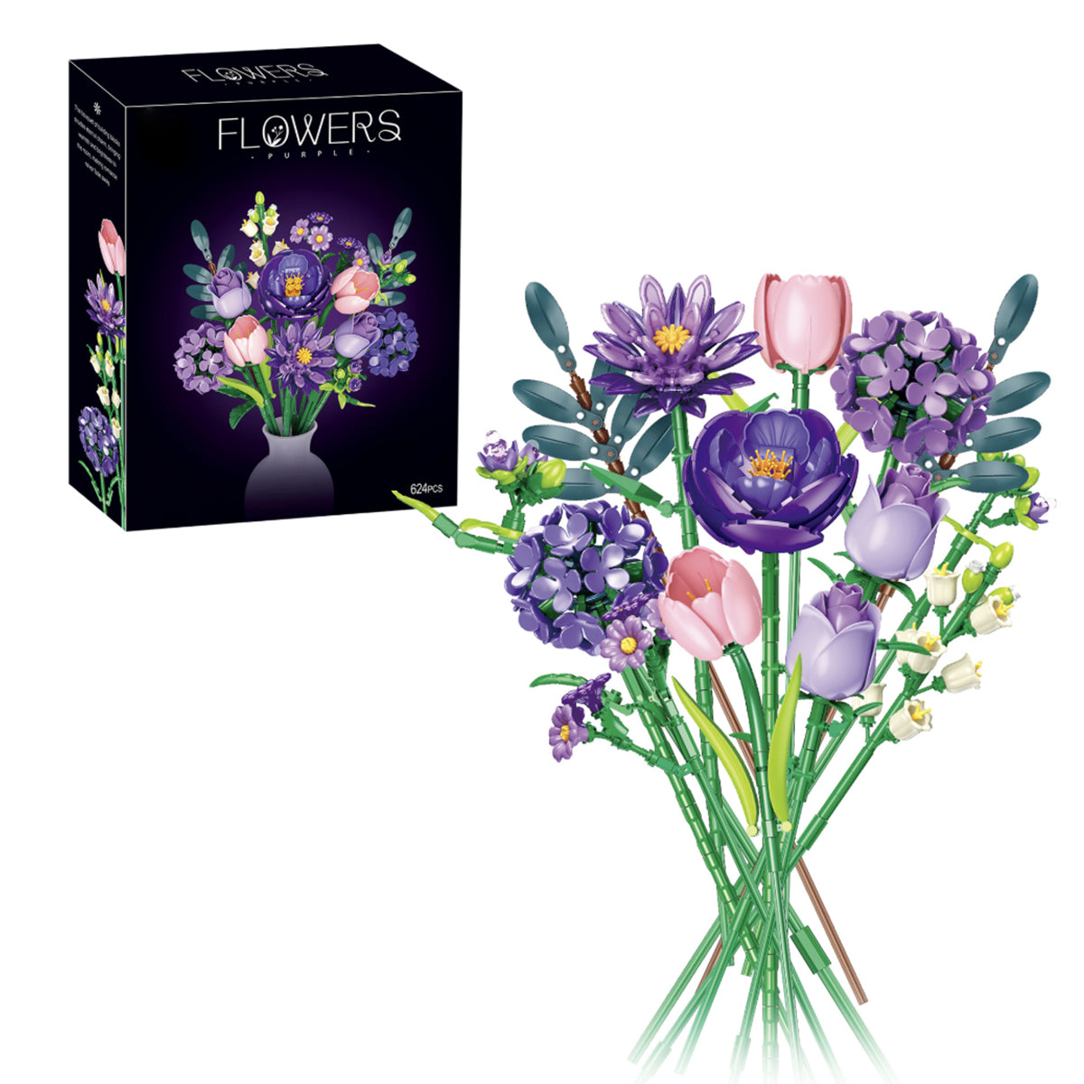 Purple Aura Building Block Flower Bouquet