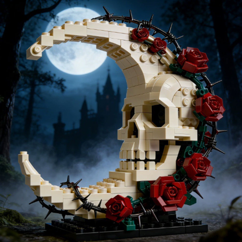 Crimson Moon Skull Building Block Set