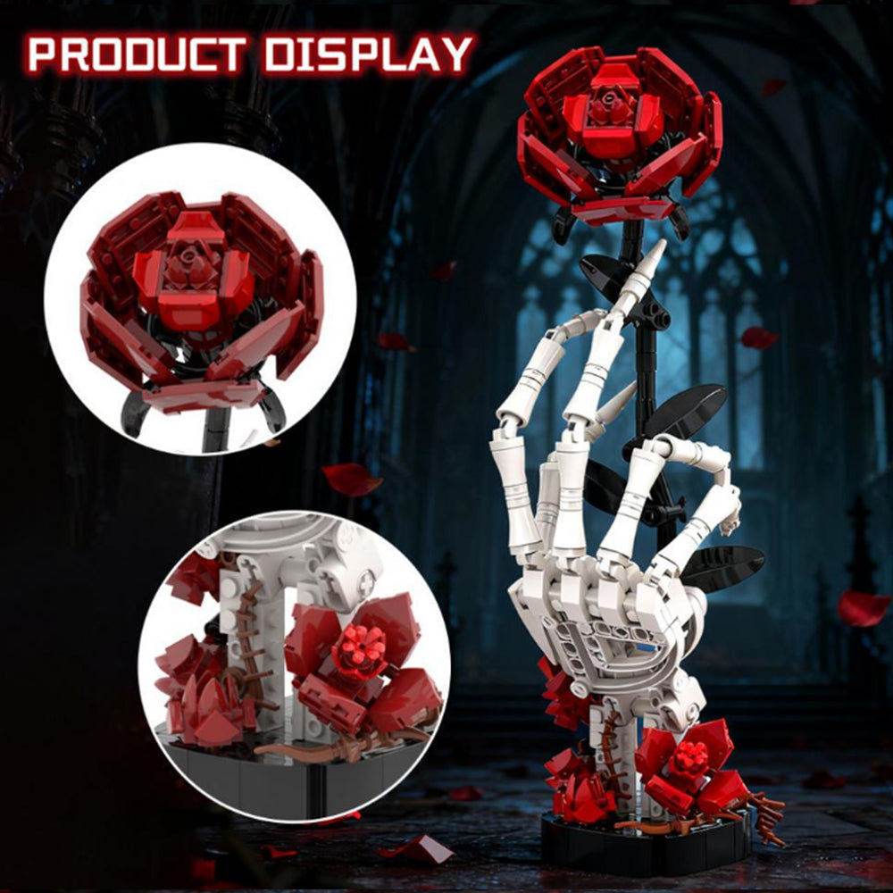 Gothic Skeleton Hand & Rose Building Block Set