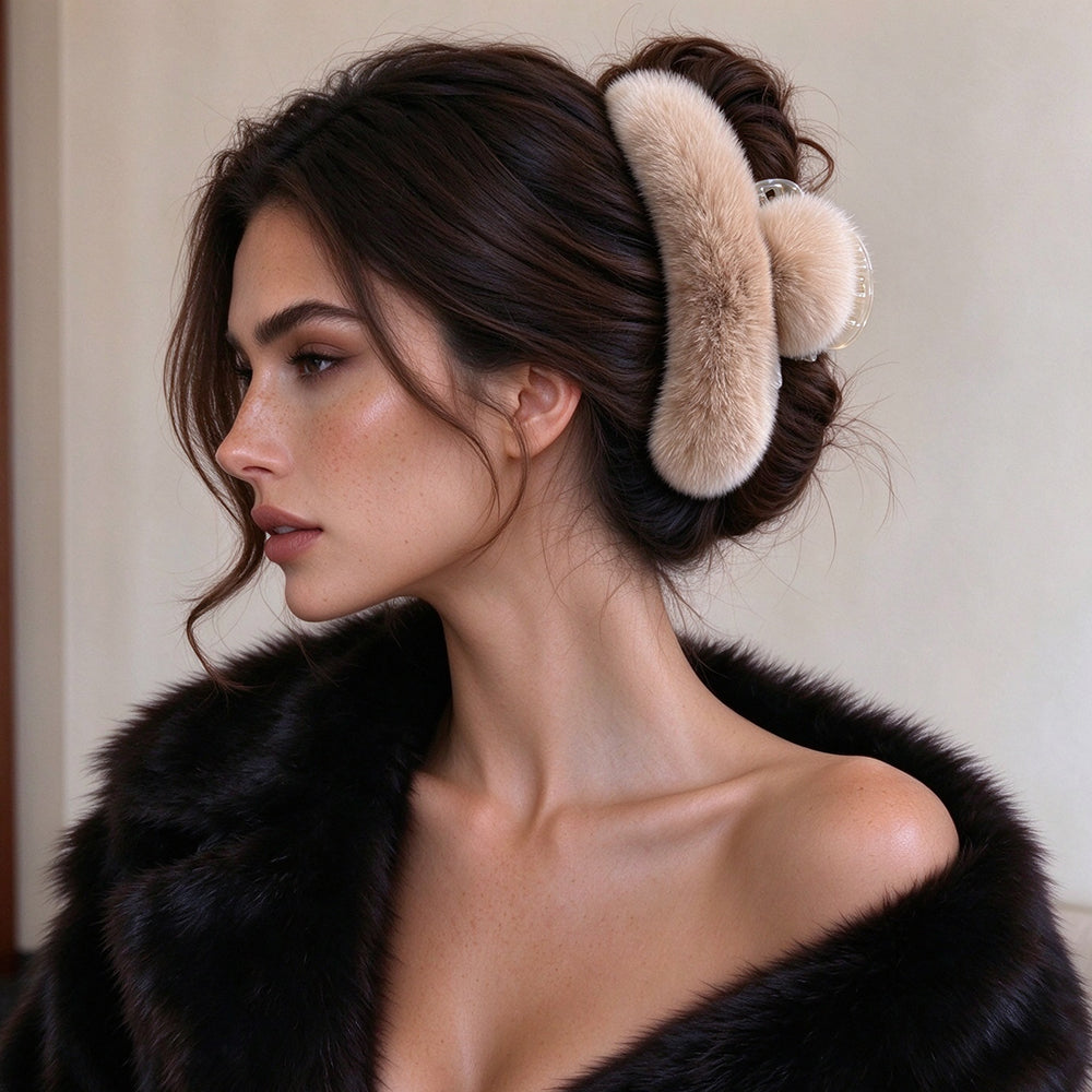 Rex Rabbit Fur Large Claw Clip