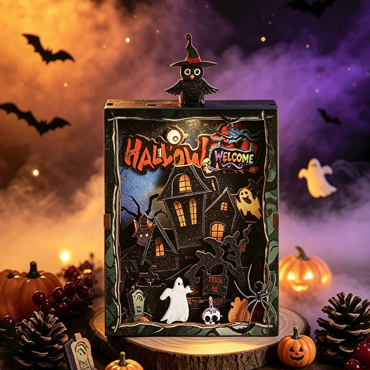 Festive Wooden House Magnetic 3D Puzzle Kit