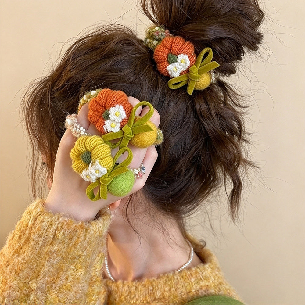 Pumpkin High-Stretch Knit Scrunchie