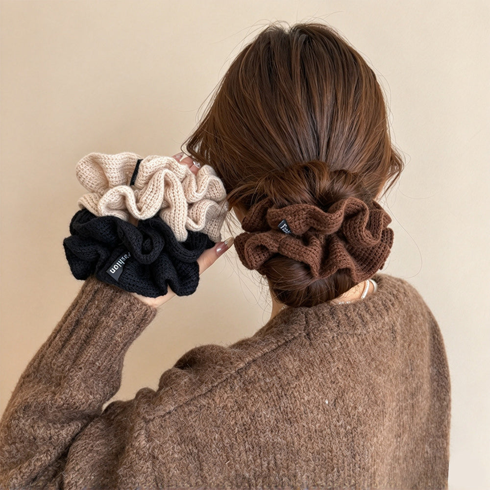 Vintage Double-Layer Knitted Scrunchie