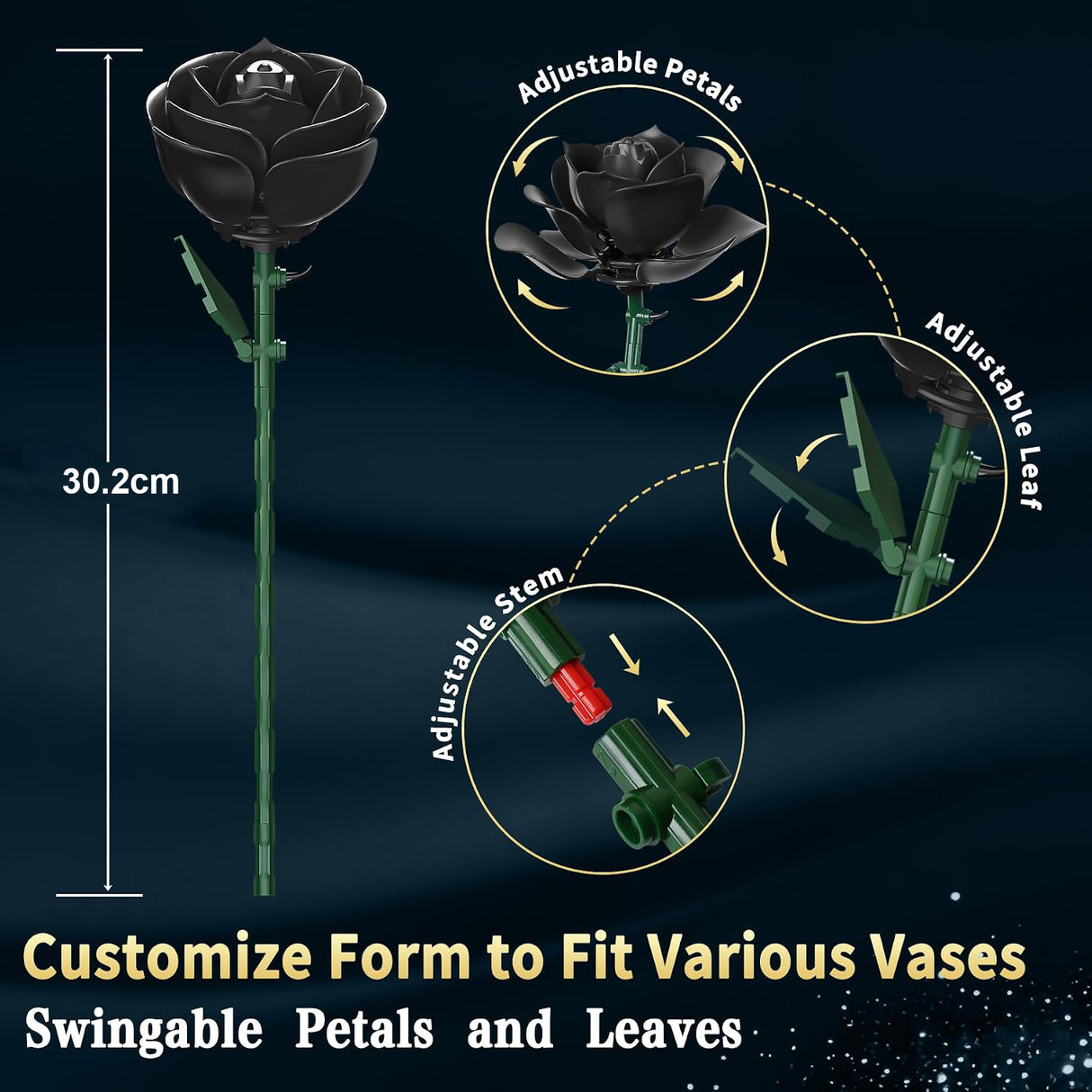 Black Rose Building Bouquet Set