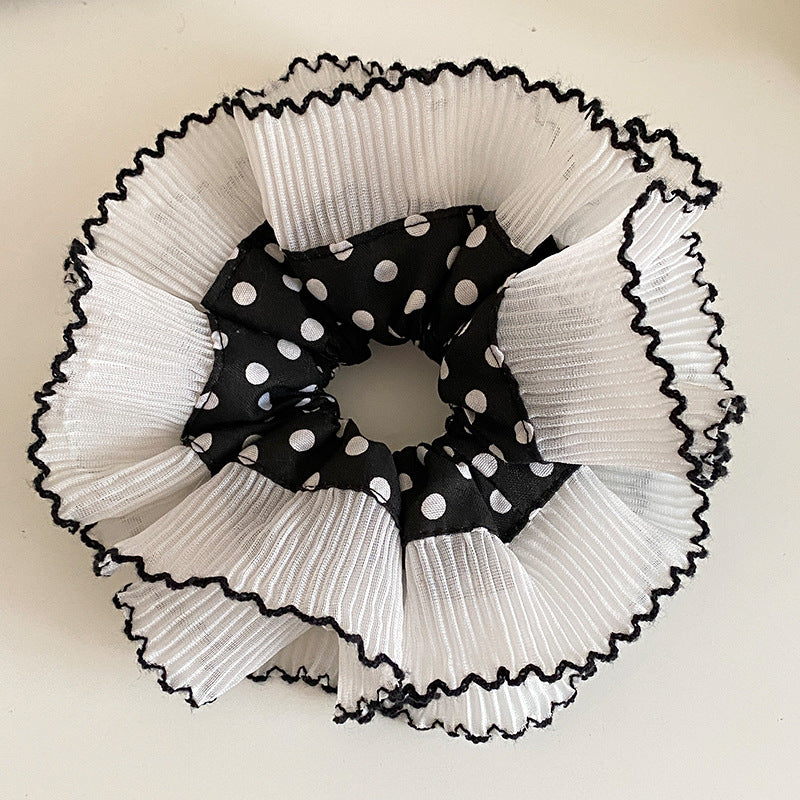 Black Polka Dot French Scrunchie