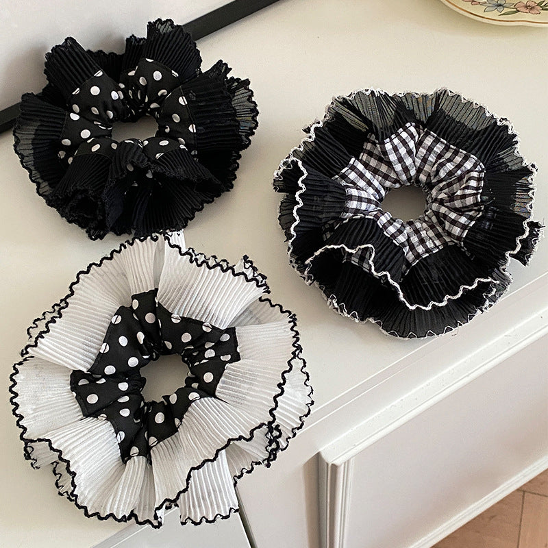 Black Polka Dot French Scrunchie