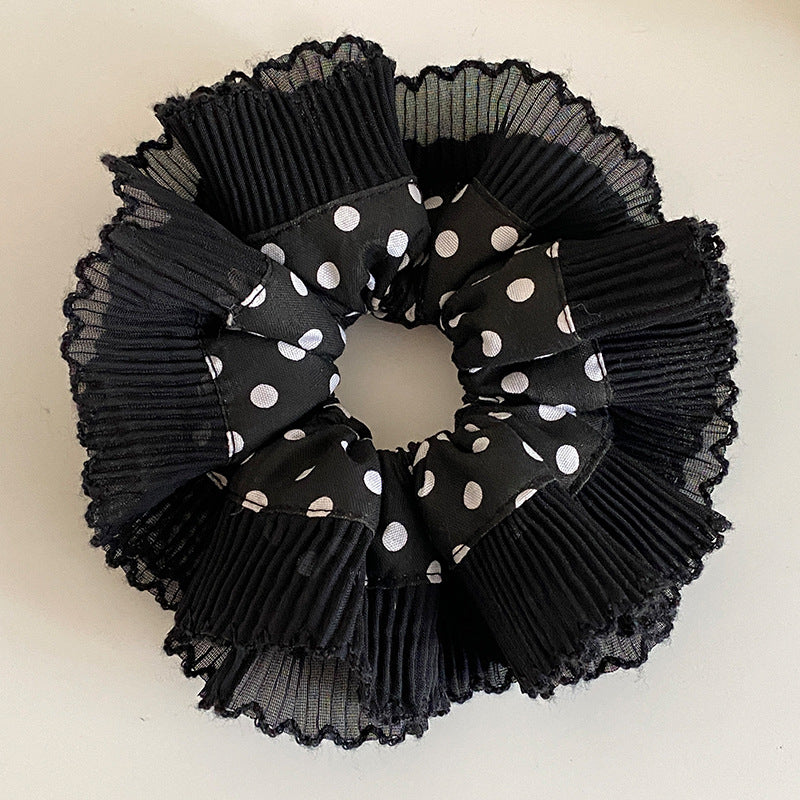 Black Polka Dot French Scrunchie