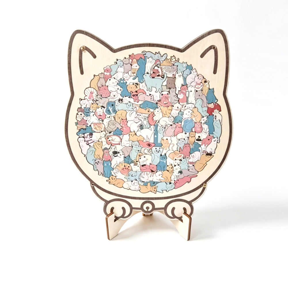 Cartoon Cat Wooden Educational Puzzle