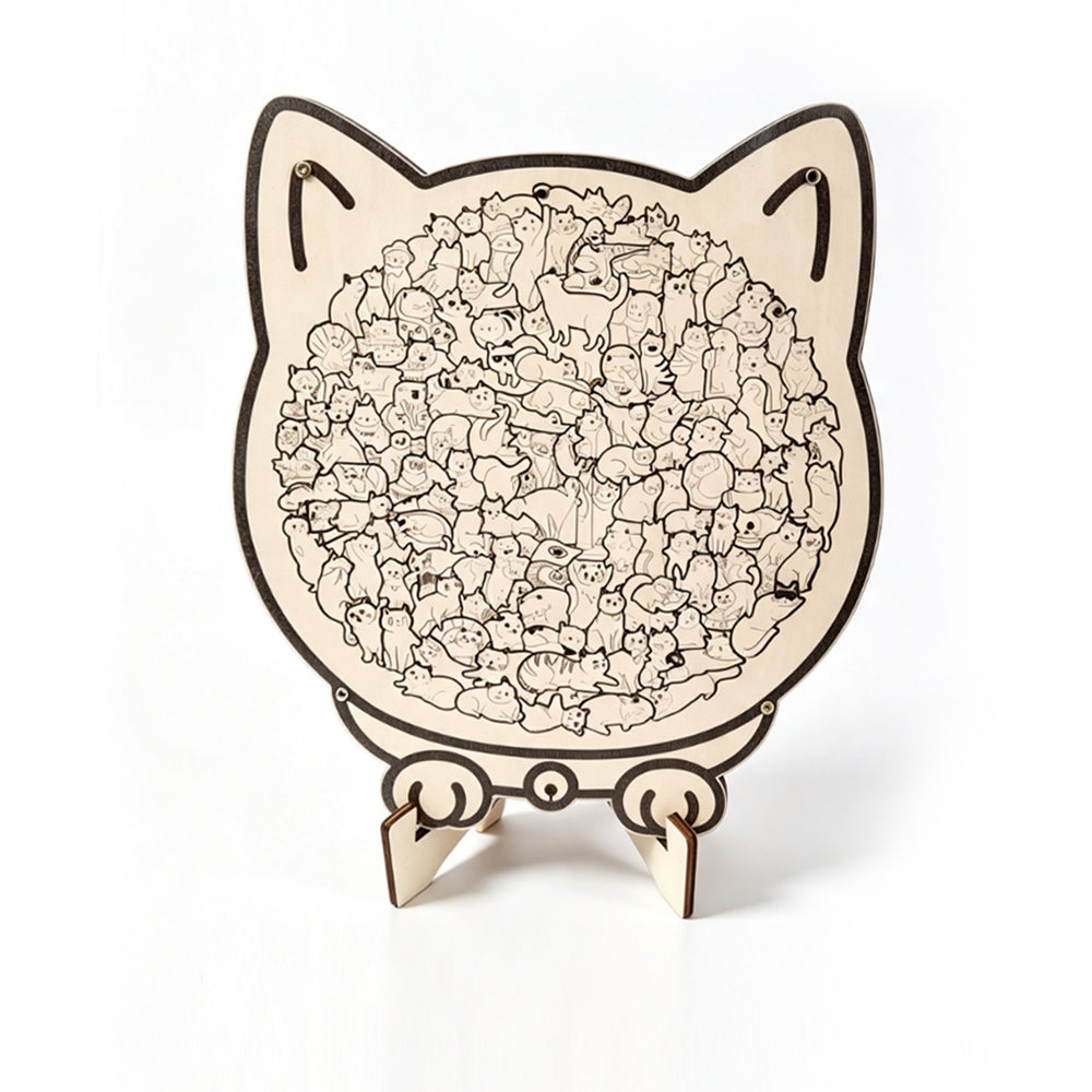 Cartoon Cat Wooden Educational Puzzle