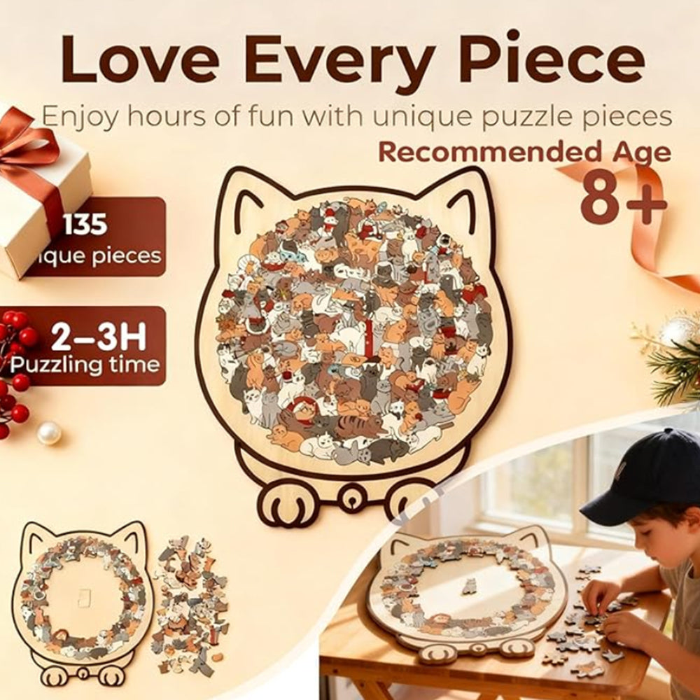 Cartoon Cat Wooden Educational Puzzle