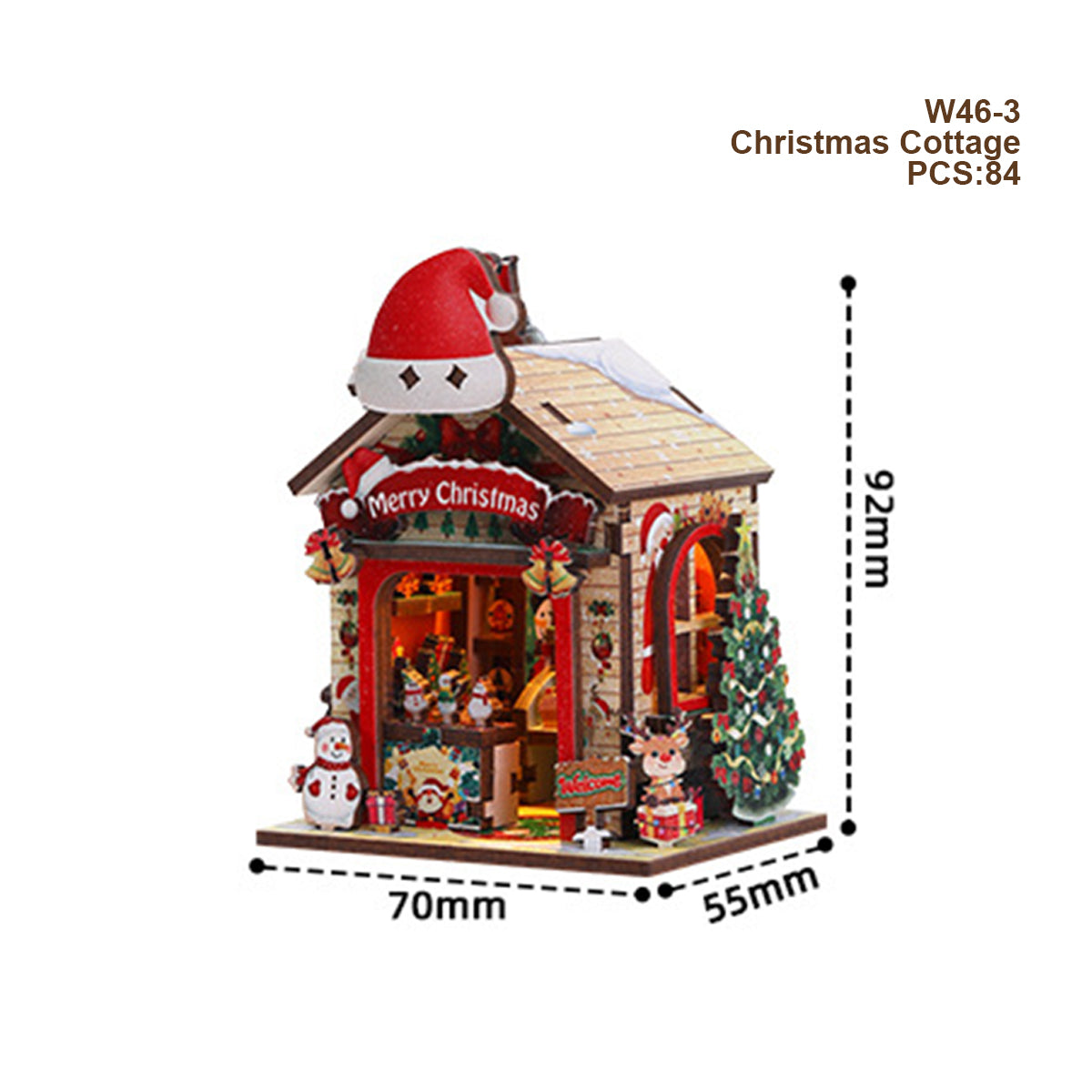 Festive Wooden House Magnetic 3D Puzzle Kit