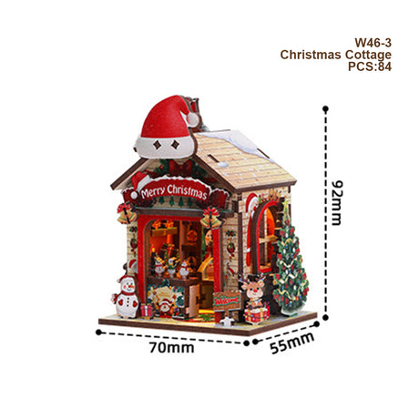 Festive Wooden House Magnetic 3D Puzzle Kit