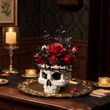 Gothic Skull Red Rose Bouquet Building Block Set