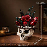Gothic Skull Red Rose Bouquet Building Block Set