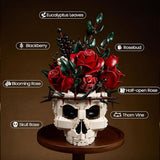 Gothic Skull Red Rose Bouquet Building Block Set