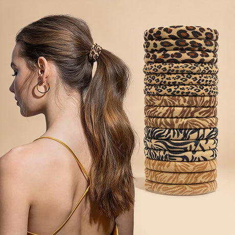 Set of 5 Leopard Print High-Stretch Scrunchies
