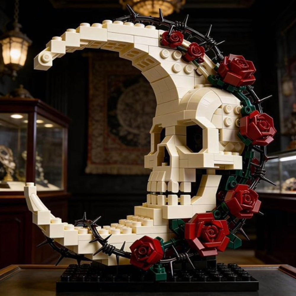 Crimson Moon Skull Building Block Set