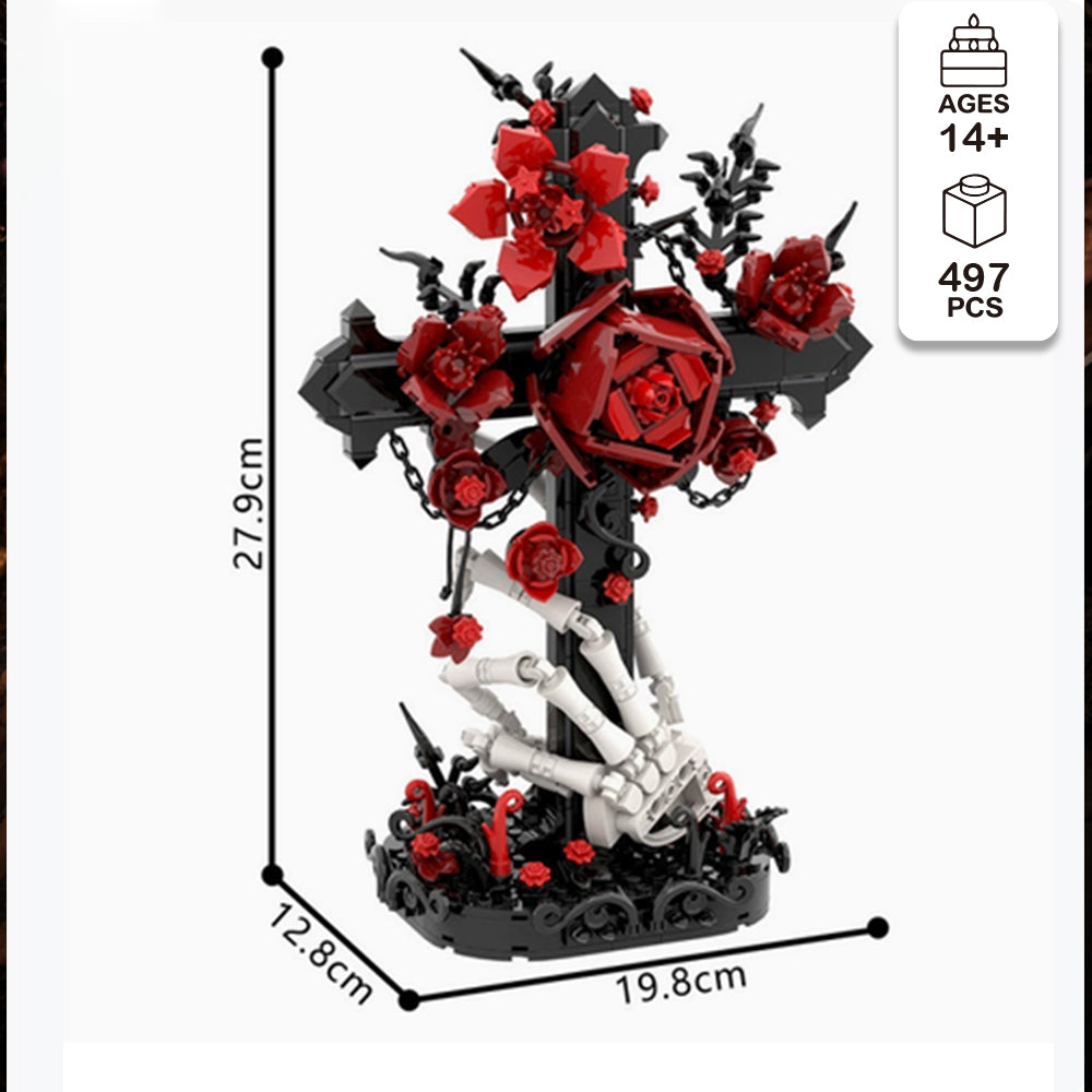 Gothic Skeleton Hand & Rose Building Block Set