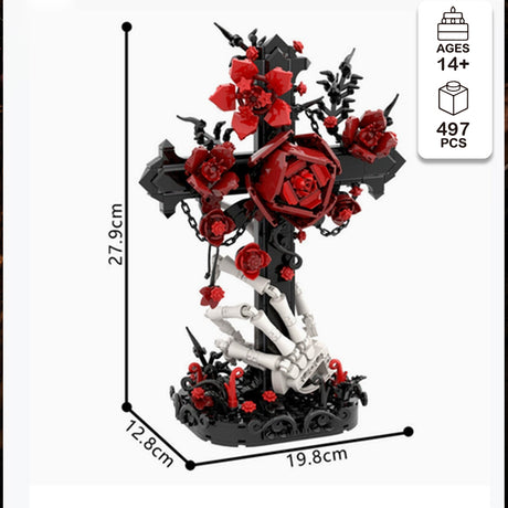 Gothic Skeleton Hand & Rose Building Block Set