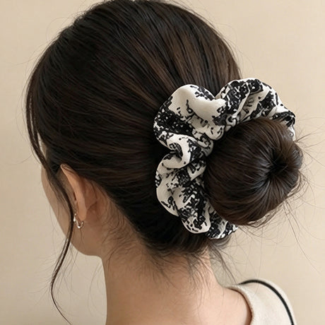 Black & White Botanical Silhouette Scrunchie