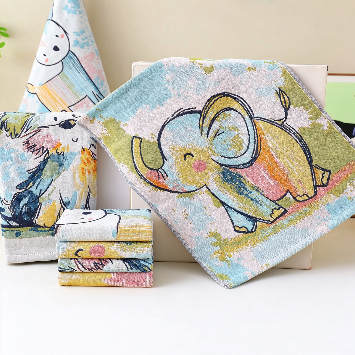 Crayon Animal Series Towels – Set of 4
