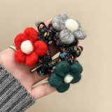 Wool Felt Flower Telephone Cord Scrunchie