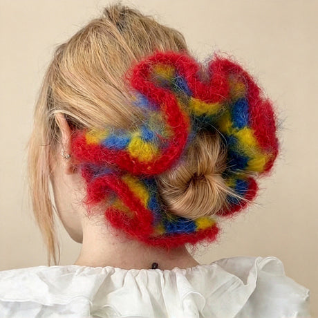 Red, Yellow & Blue Knit Scrunchie