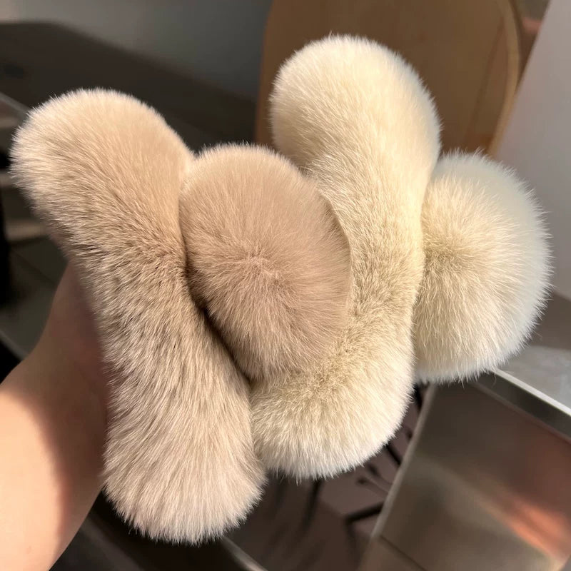 Rex Rabbit Fur Large Claw Clip