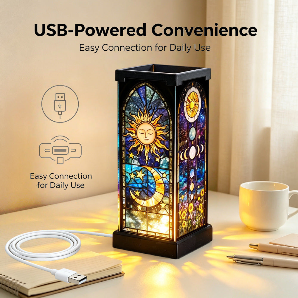 Tiffany-Style Stained Glass Puzzle Night Light