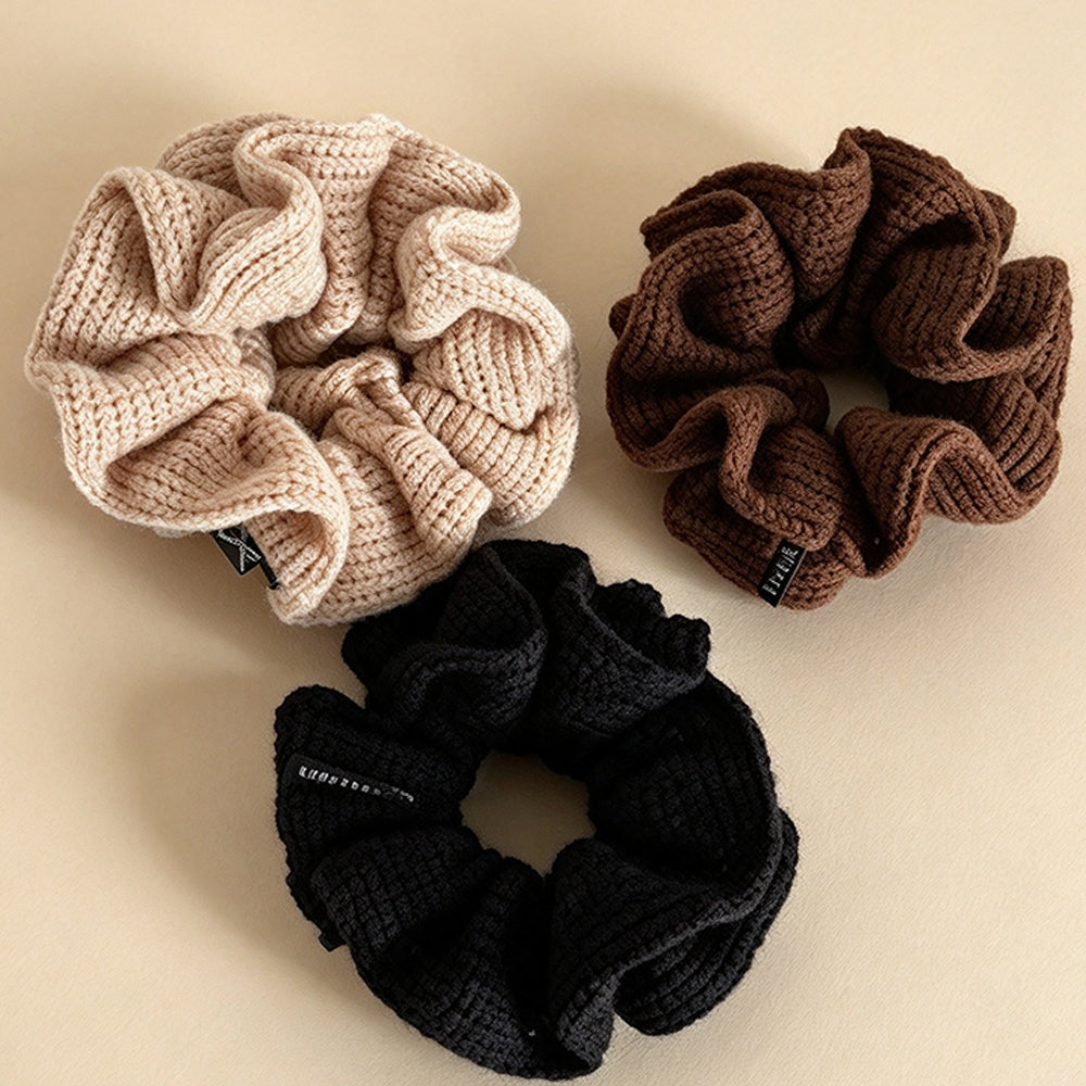 Vintage Double-Layer Knitted Scrunchie