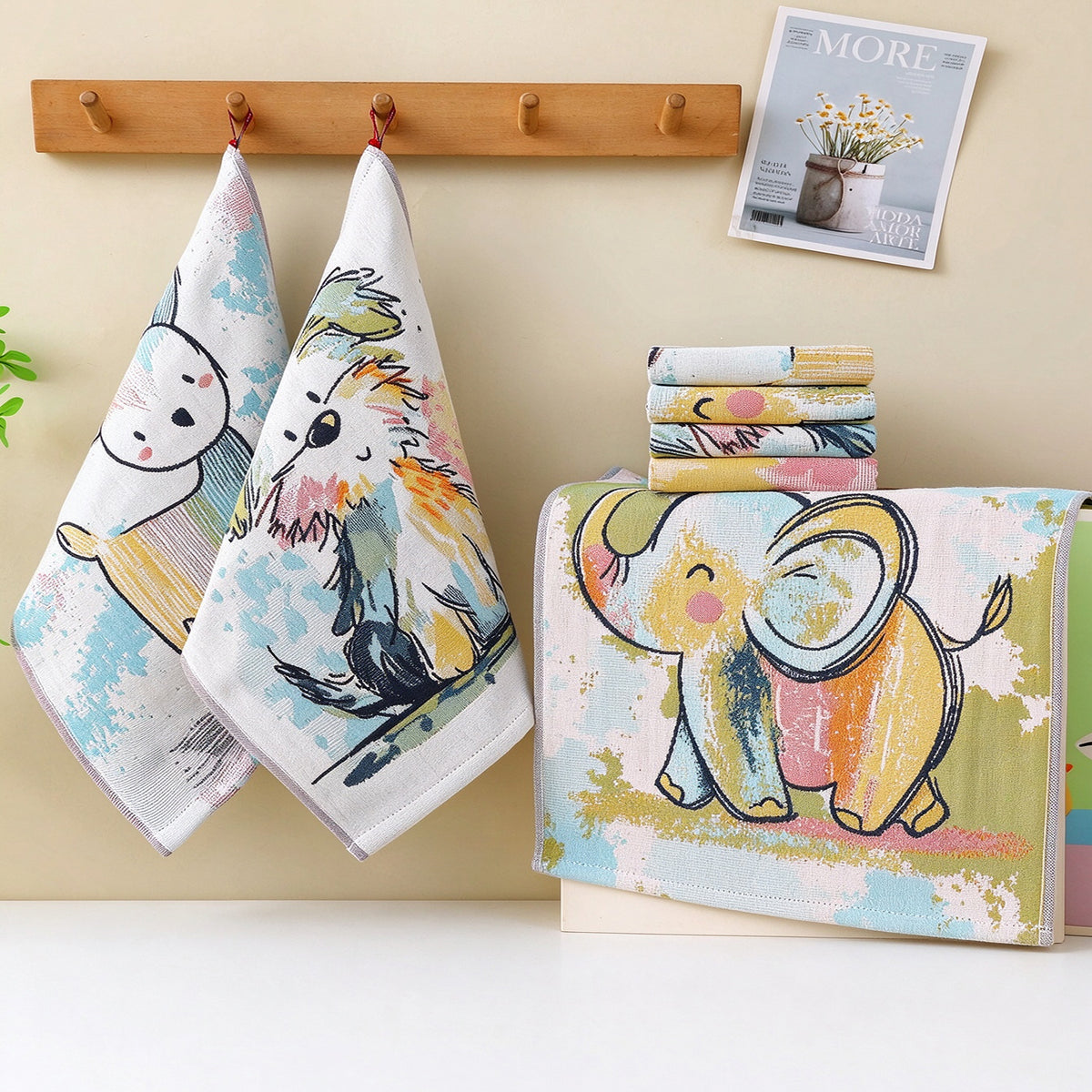 Crayon Animal Series Towels – Set of 4