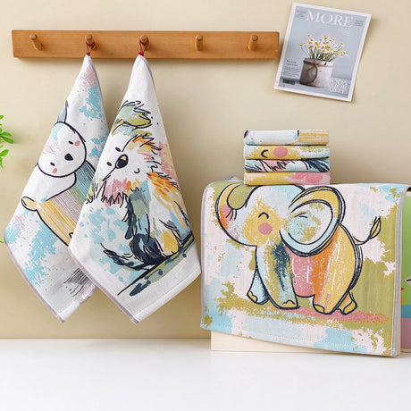 Crayon Animal Series Towels – Set of 4