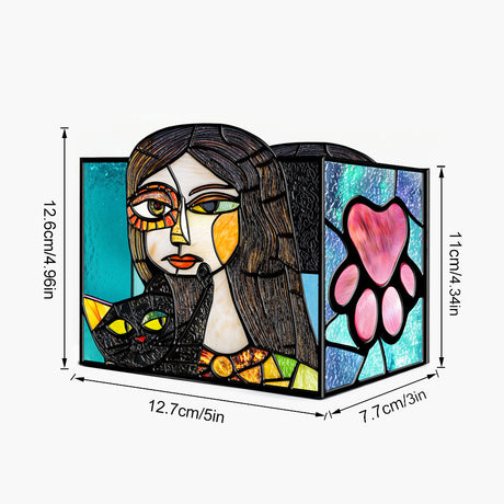 Embossed Stained Glass Puzzle Pen Holder