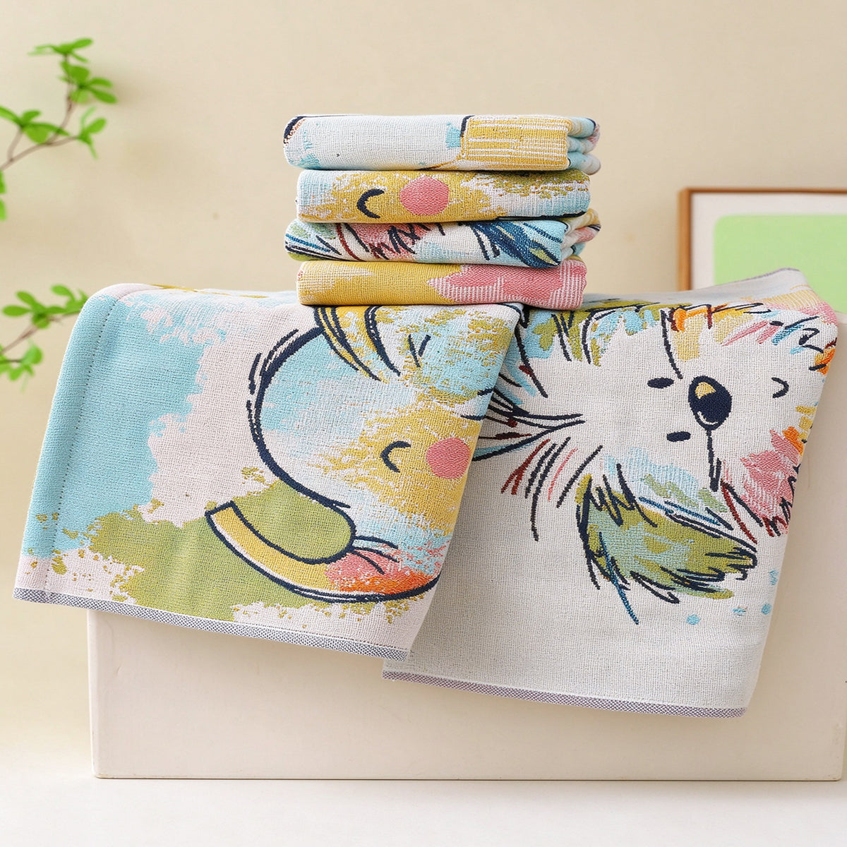 Crayon Animal Series Towels – Set of 4