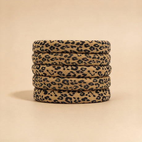 Set of 5 Leopard Print High-Stretch Scrunchies