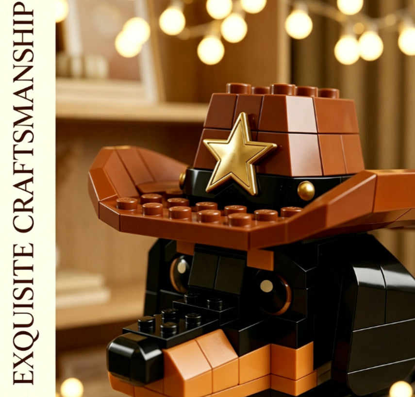 Cowboy Dachshund Building Block Set