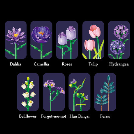 Purple Aura Building Block Flower Bouquet