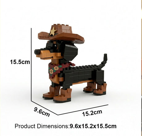 Cowboy Dachshund Building Block Set