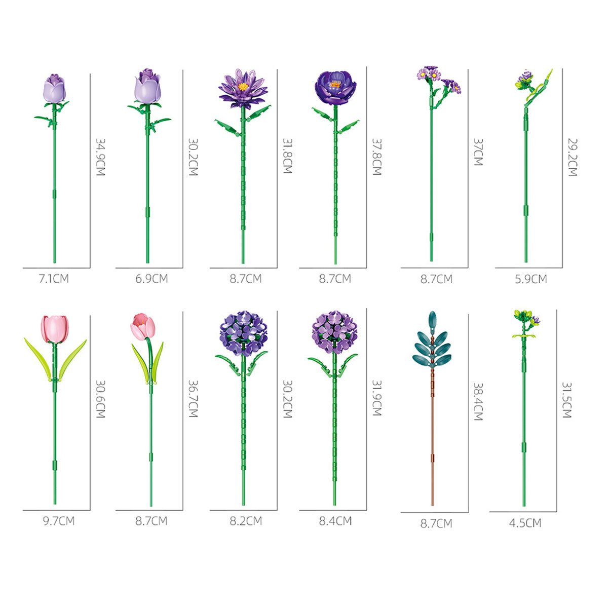 Purple Aura Building Block Flower Bouquet