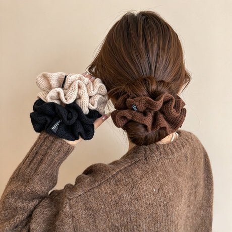 Vintage Double-Layer Knitted Scrunchie