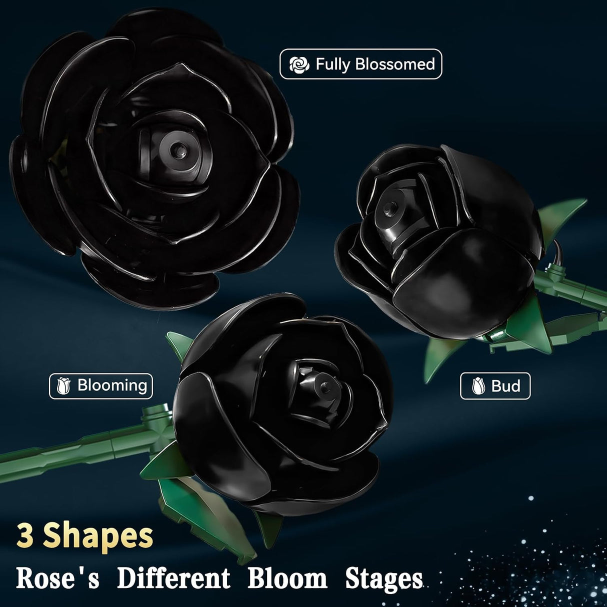 Black Rose Building Bouquet Set