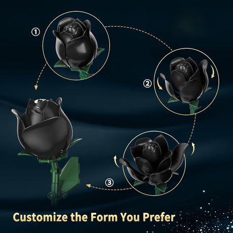 Black Rose Building Bouquet Set