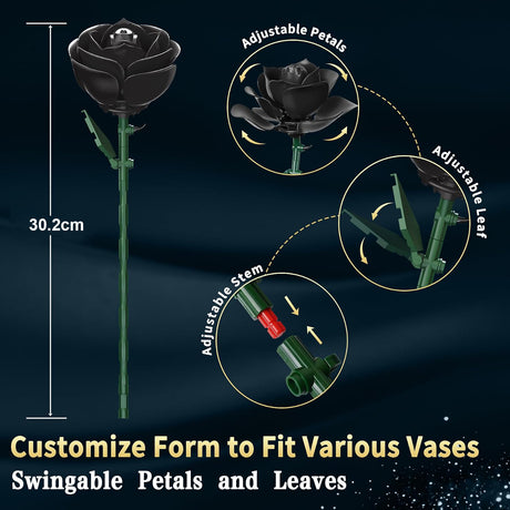 Black Rose Building Bouquet Set