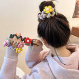 Wool Felt Flower Telephone Cord Scrunchie