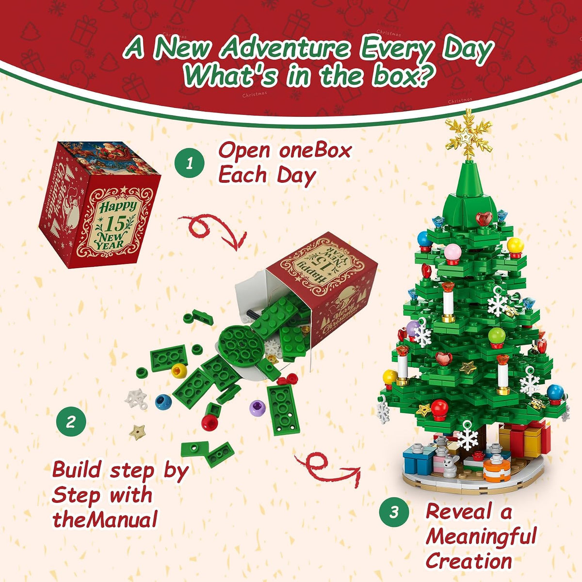2026 Christmas Tree Building Block Set Advent Calendar