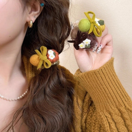Pumpkin High-Stretch Knit Scrunchie