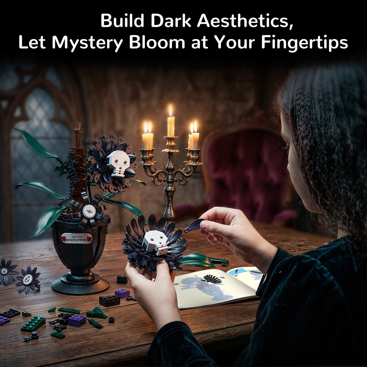Glow Skull Flower Building Set